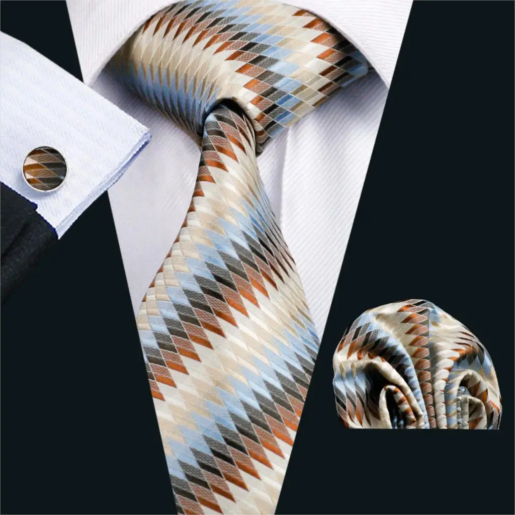 FA 1008 Barry Wang Mens Ties Blue Novelty Silk Jacquard Tie Hanky 