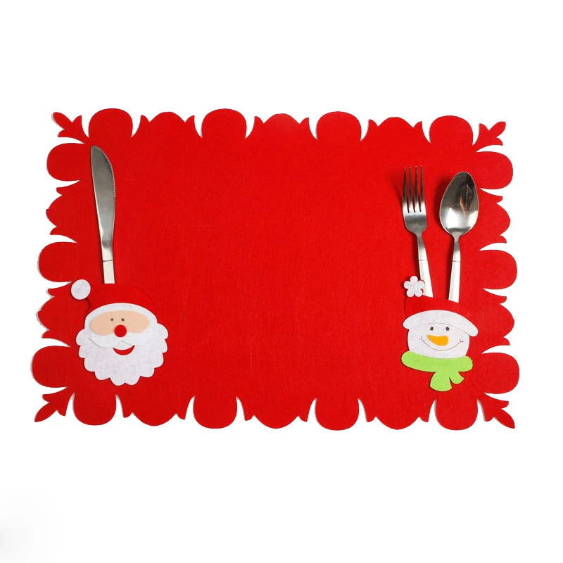 Urijk Christmas 2018 Red Santa Kitchen Table Mats Napkin New Year Decorative Coffee Placemat Pad Knife Fork Mat | Дом и сад