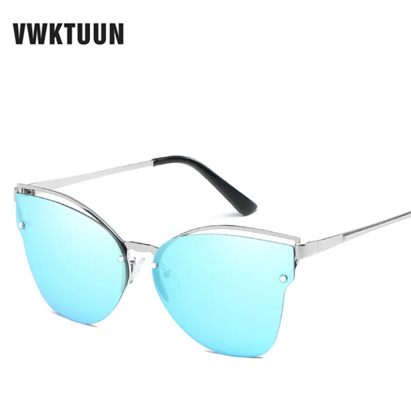 

VWKTUUN Vintage Sunglasses Women Cat Eye Points Mirror Sun glasses For Woman Outdoor Sun Shades Female Ocean Lens Glasses Frames