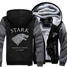 Video game of Thrones House Stark Men Sweatshirt Winter Is Coming Hoodie 2017 springtime winter season cozy fleece enlarge males coat Zipper layer