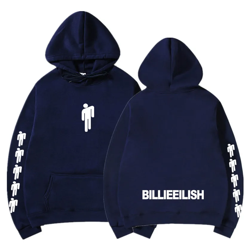 Navy blue 83 Billie Eilish модные толстовки с принтом женские/мужские толстовки с капюшоном и длинным рукавом горячая Распродажа повседневные трендовые уличные толстовки - Цвет: Navy blue 83