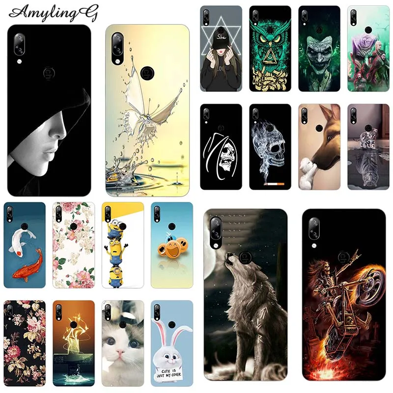 

Fashion Soft Phone Cases For Doogee N10 / Y7 5.84" Case Print Rose Wolf Patterned Cover Silicone Phone Back Shell Fundas Para