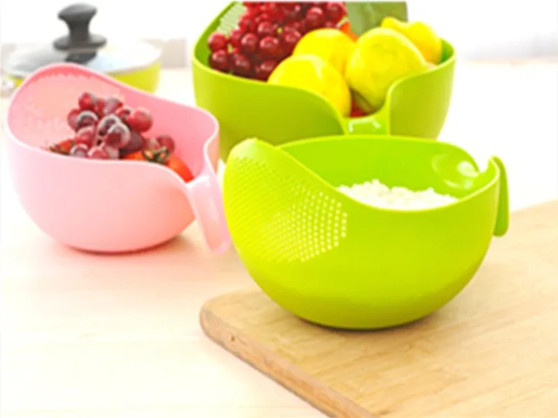 1PC Vegetables Fruit Drain Rack Wash Rice Sieve fruit basket Rice Beans Peas Washing Filter Strainer Washing Basket Drain Basket