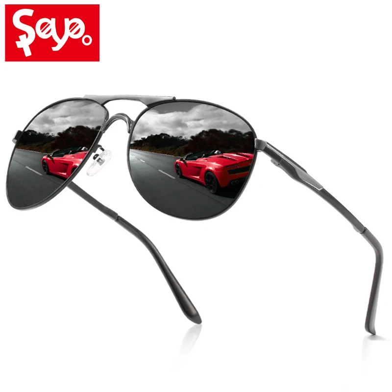 

SAYLAYO Fashion Polarized Sunglasses Men Driving Travelling Outdoor Eyewear Black Goggles UV400 Protection With Case