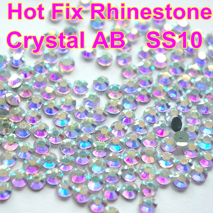 

SS10 1440pcs Clear AB Crystal DMC HotFix FlatBack Rhinestones Crystal For Dress Iron on Transfer Garment Glass Stone