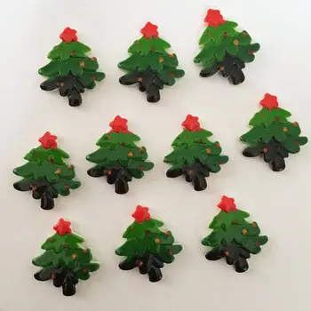 

Hot DIY 10pcs 19*22mm Resin Hand Painting Christmas Tree Flatback Stone Wedding Buttons K111