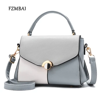 

FZMBAI Womens Vintage Leather Handbag New Trend Cross-body Color Block Bags
