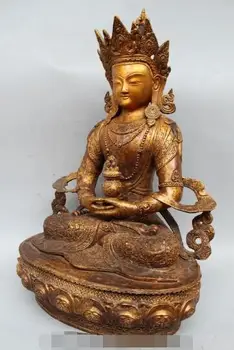 

S06232 24" Tibet Buddhism Bronze Gilt Seat Amitayus longevity God Goddess Buddha Statue