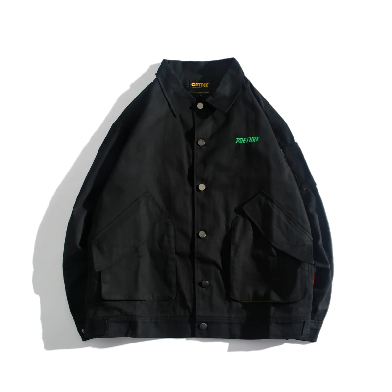 Летняя новая Корейская версия высокого качества, индивидуальная однотонная мужская Свободная японская Рабочая повседневная куртка - Цвет: black