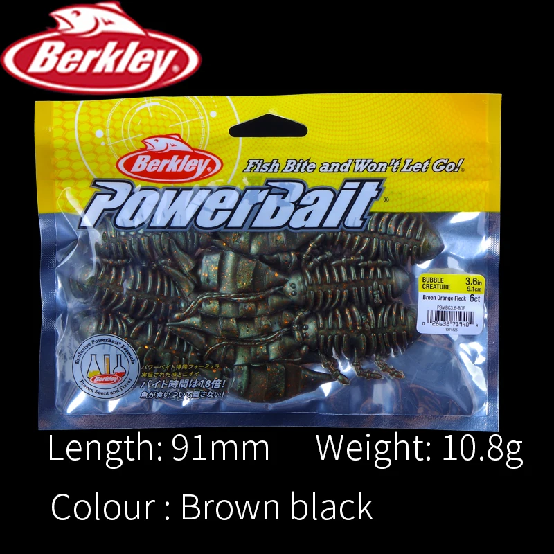 Бренд Berkley power Bait, 6 шт., Мягкая приманка для рыбалки, приманка 9,1 см для окуня, костюм для джиг-головка, приманка для блесна, пузырьковая креветка, PUREFISHING