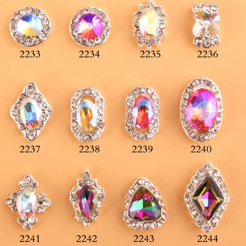

10pcs 12Styles Nail Diamond Rhinestone Alloy Nail Accessories Flame Diamond Glitter Nail Jewelry Crystal Nail Art DIY Jewelry