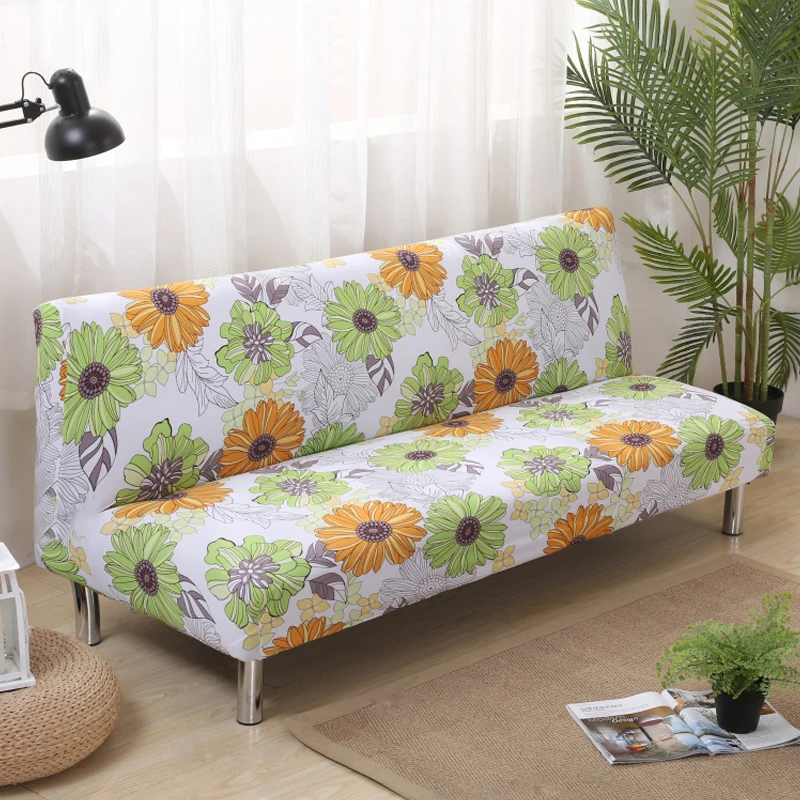 Folding Sofa Covers Elastic No Hand Sofas Cover Printed Sunflower Cover
