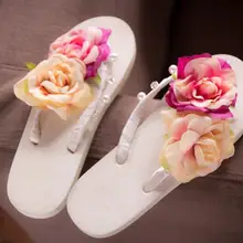 Женские песочные пляжные летние ручной супер фея жемчужина зажим в форме розы носком Вьетнамки stuffies обувь на плоской подошве