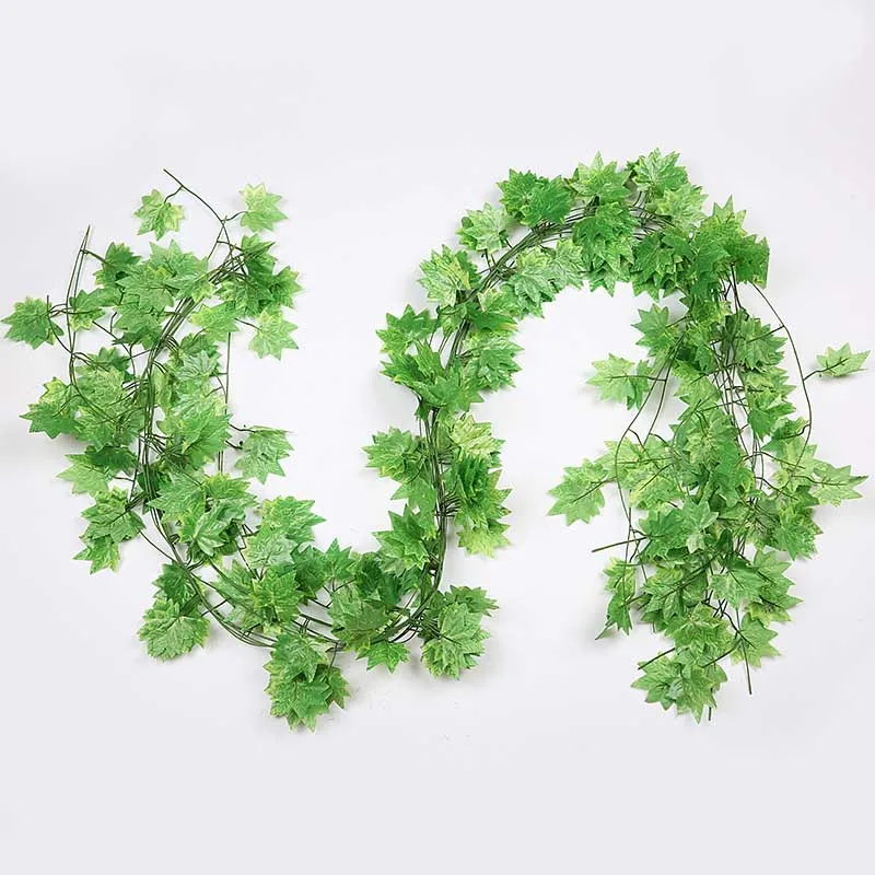 Flat green maple Имитация кленового листа лоза кондиционер украшение для труб зеленый ротанга чердак потолок красный клен подвесное украшение - Цвет: Flat green maple