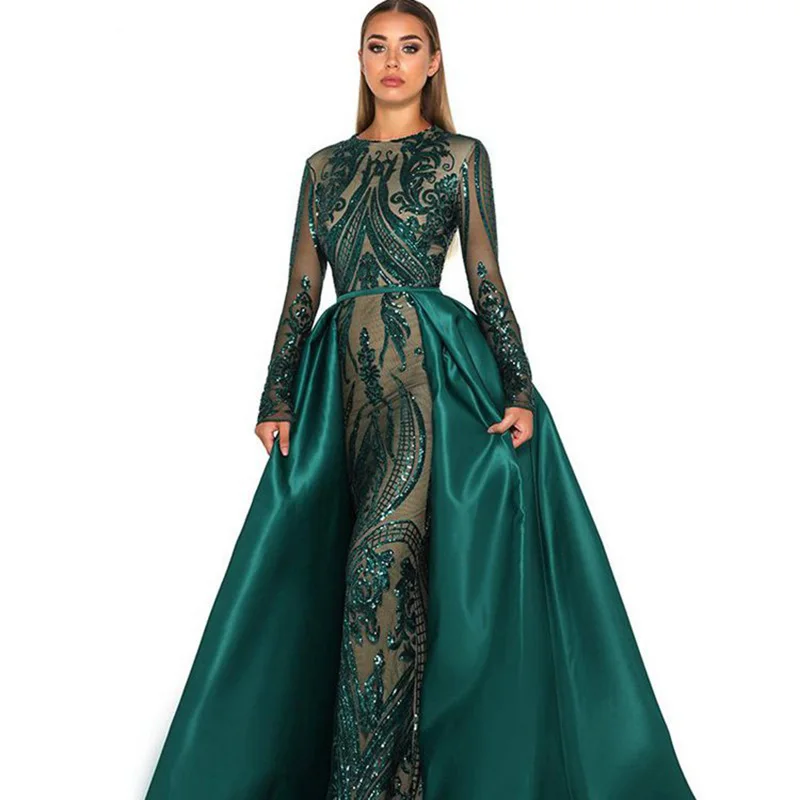 Green Muslim Evening Dress Long Sleeves 2019 Mermaid Sequin Bling Saudi Arabic Formal Party Dress Prom Gown Robe de Soiree Green Muslim Evening Dress Long Sleeves 2019 Mermaid Sequin Bling Saudi Arabic Formal Party Dress Prom Gown Robe de Soiree