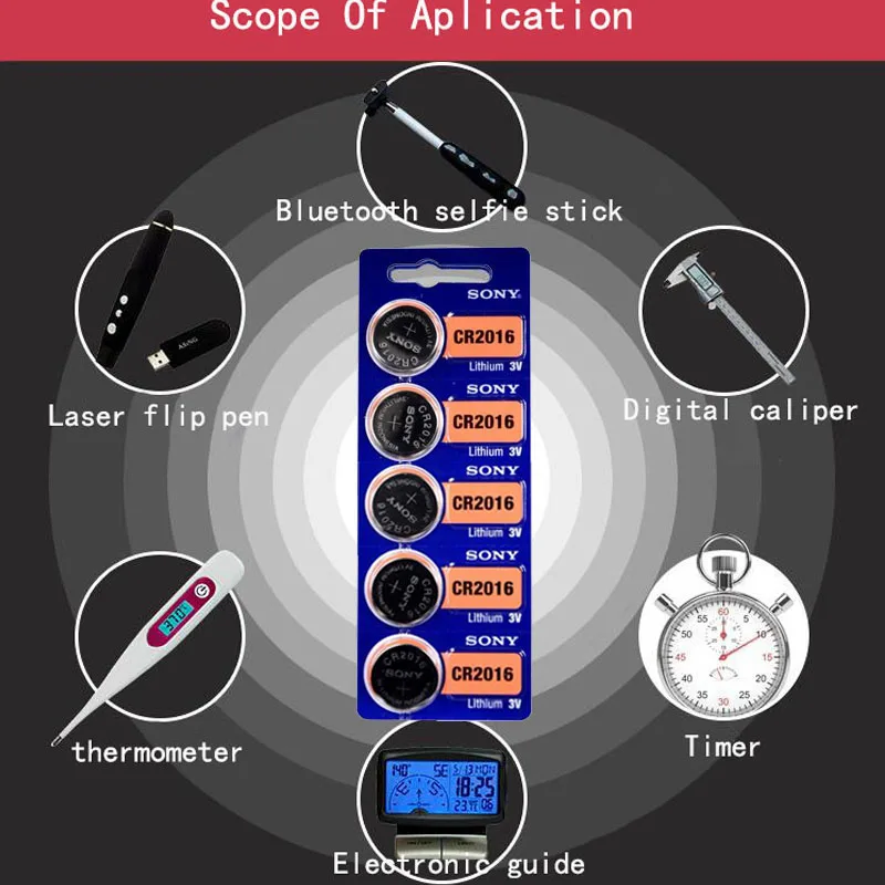 5 шт./партия sony CR2016 3V оригинальная литиевая батарея для ключей автомобиля часы пульт дистанционного управления игрушка ECR2016 GPCR2016 Кнопочная батарея