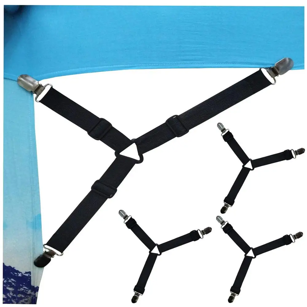 

4 pcs/Set Bed Mattress Bed Sheet Clips Grippers Straps Suspender Fasteners Holder Straps Mattress Pad Cover Keepers, Adjustable