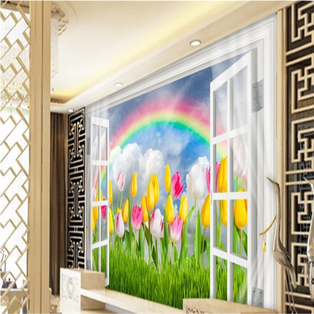Beibehang Large Custom Wallpapers Flowers 3d Windows Tv Mural Sofa