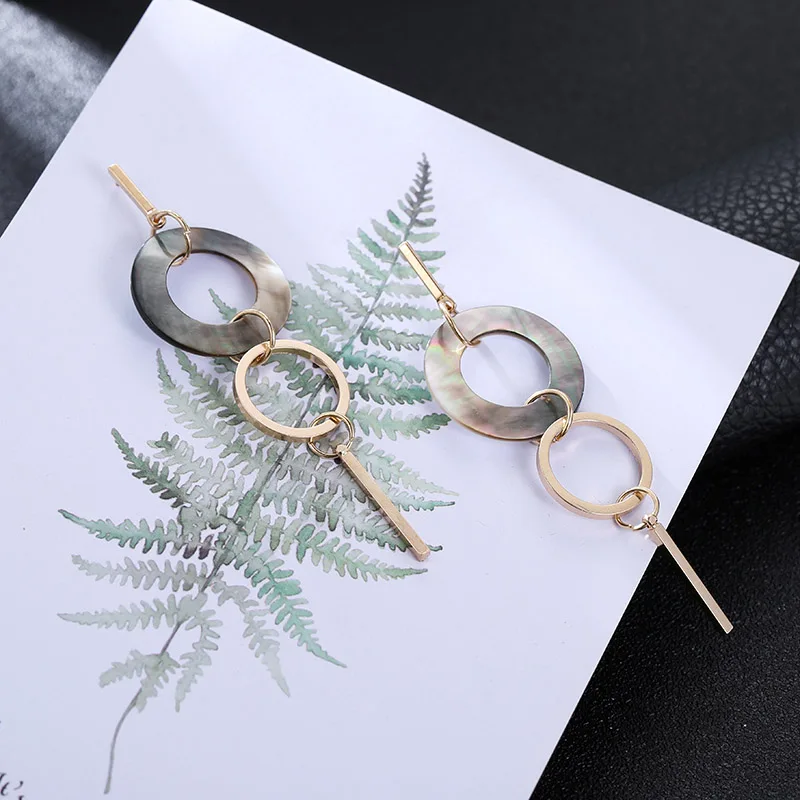 

Simple Female Round Geometric Hollow Shell Drop Earrings For Women 2019 Fashion Gold Alloy Long Dangle Earring Party Jewelry