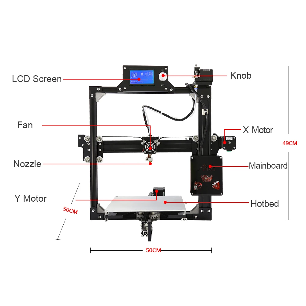 Anet A2 поддержка 1,75 мм PLA ABS 3d печать Высокое качество 3d Drucker лучшая точность простота в эксплуатации 12864/2004 lcd Impressora 3d