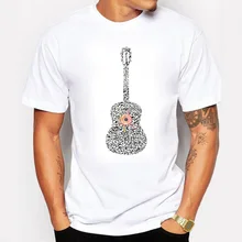 Music Lovers 2017 Summer Men T-shirts Fashion Notes Composed Of Guitar Printed Tshirt Cotton Short Sleeve Brand Male T shirts