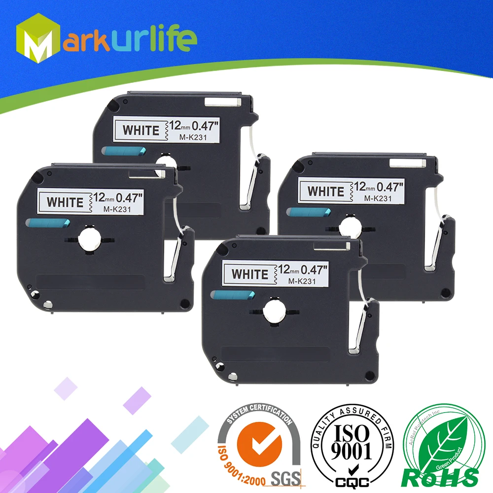 4 PCS for Brother P Touch printer MK231 M K231 M231 Cassette Laminated