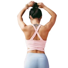Женский спортивный бюстгальтер для фитнеса крестообразной формы d Back Дизайн бандажный домашний жилет для йоги u-образный вырез для бега дышащий мягкий материал SCL346