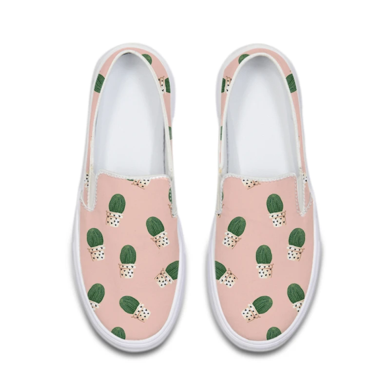 Cute Cactus Print Women Canvas Flats Autumn New Slip On Loafer Breathable Flat Shoes Vulcanize Sneakers Feminino Ladies Footwear