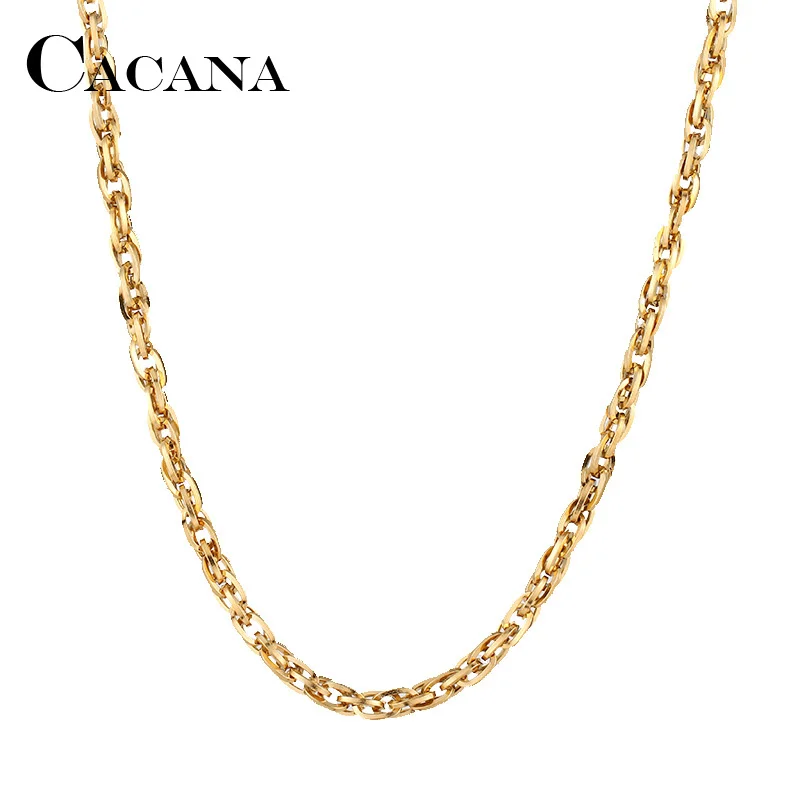 

CACANA Stainless Steel Chain Necklaces For Man Women Gold Silver Color For Pendant 0.4cm Double Buckle Donot Fade Jewelry A1269