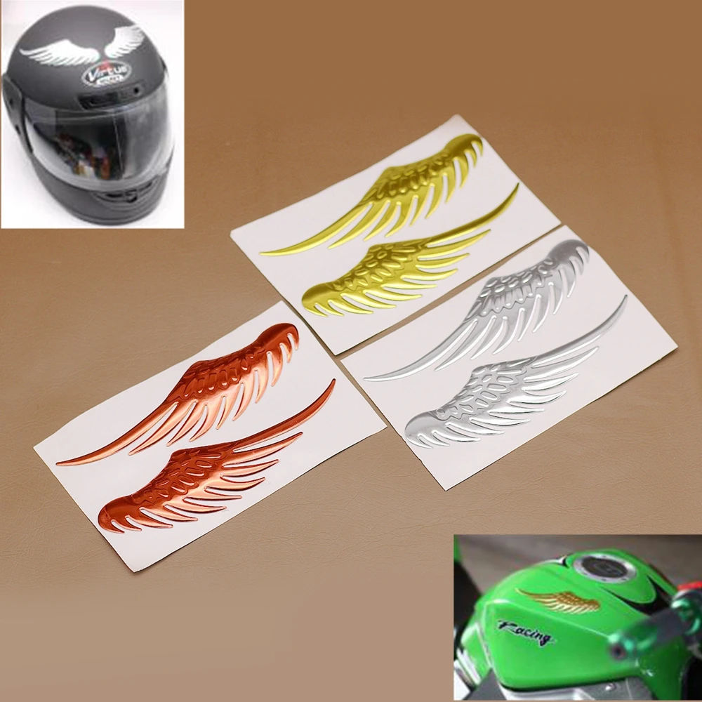 

1 Pair 3D Angel Wing Style Motorcycle Auto Rear View Mirrors Decals Front Fender Stickers Tank Cover Emblems Rider Helmet Badges