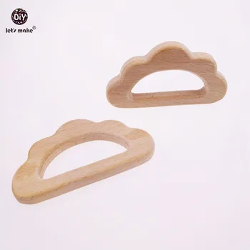 

Let's make baby teether 5PC baby rattle play gym accessories beech wooden cloud wooden diy teething necklace wooden teether