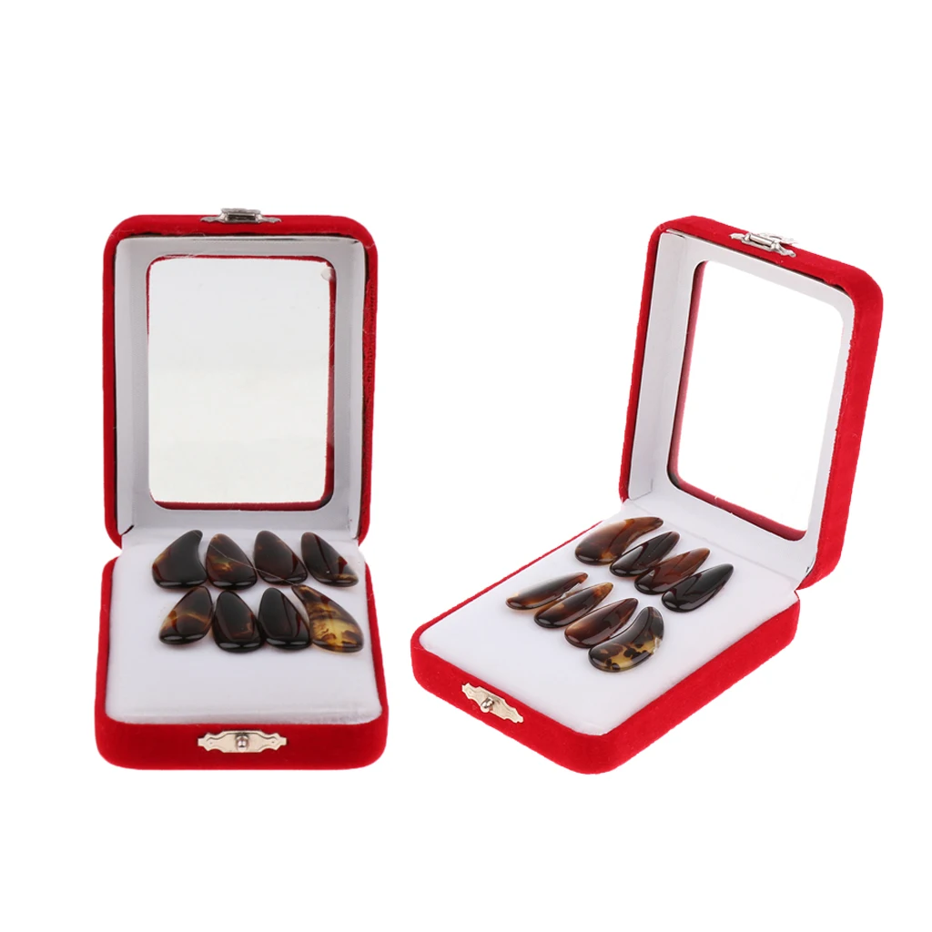 2 Pack Guzheng Nail Chinese Zither Koto Finger Picks with Carry Case for Children Adults Playing