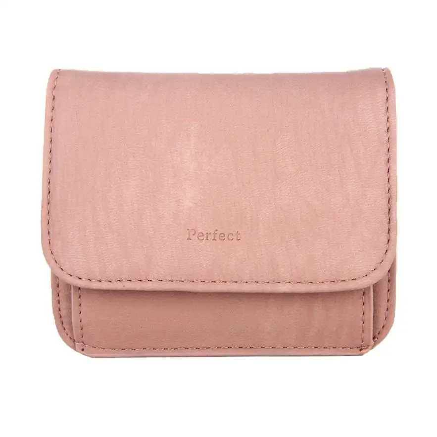 Pink Женский мини-кошелек из шлифованной кожи, кошелек с держателем, кошелек с нулевым покрытием, дизайнерские кошельки, известный бренд, высокое качество, горячая распродажа#30 - Цвет: Pink