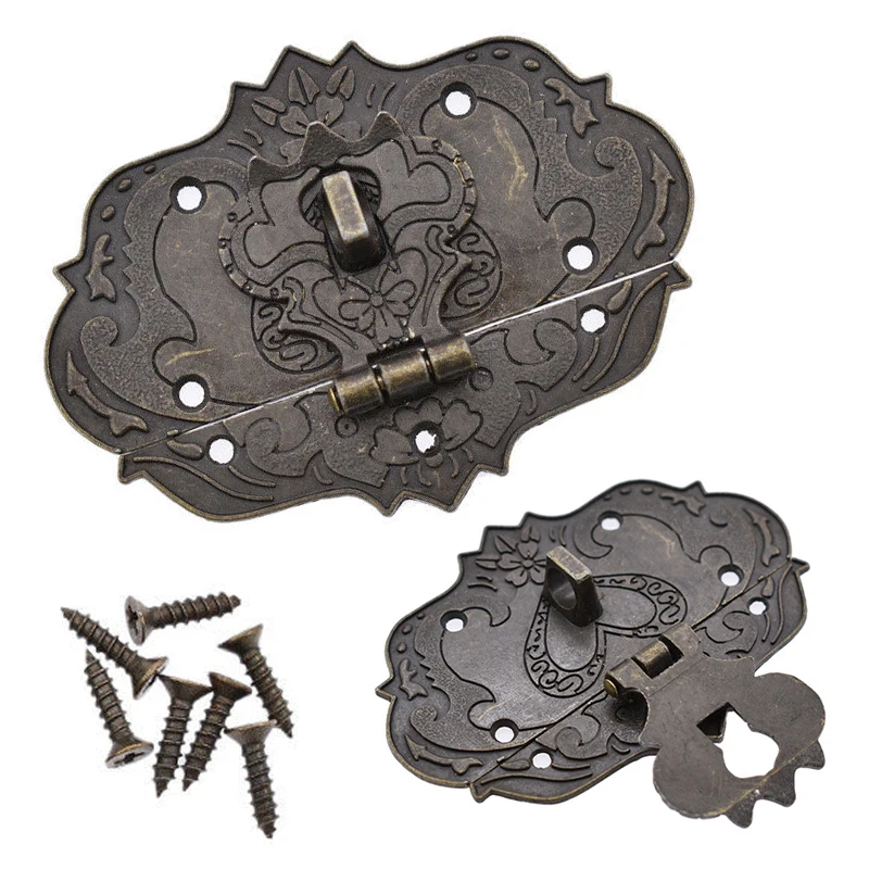Mayitr 1 Set Retro Jewelry Box Hasp MIni Hasp Latch Lock Bronze Jewelry Chest Wooden Box Box Clasp Lock Hardware Tools