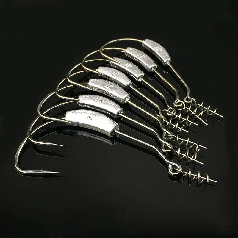 

[ 10PCS]New Arrival Sharp Black Butt Weight Hook Bass Fishing Weighted Worm Hook Jigging Swimbait Hooks
