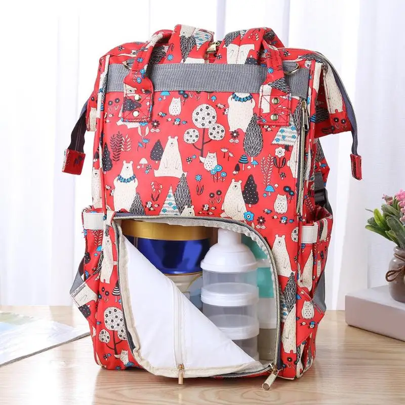 С мультяшным принтом мягкий подгузник сумка для мамы водостойкая уличная молния рюкзак большой емкости Детская сумка для кормления