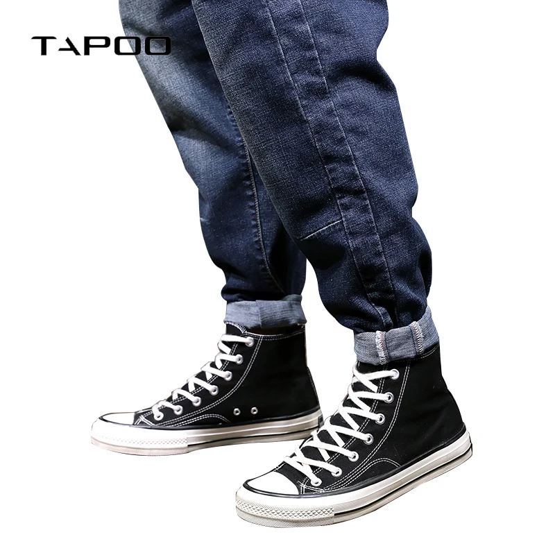 2018 New Korean Style Men's Harem Pants Distressed Joggers Jeans Mens Loose Denim Pants Stretch Elastic Letters Trousers Male