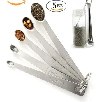 

5 Pcs Silver Stainless Steel Measuring Spoons Kitchen Measuring Cup Spoon Set Baking Utensils Set Mini Spoon Kitchen Tools