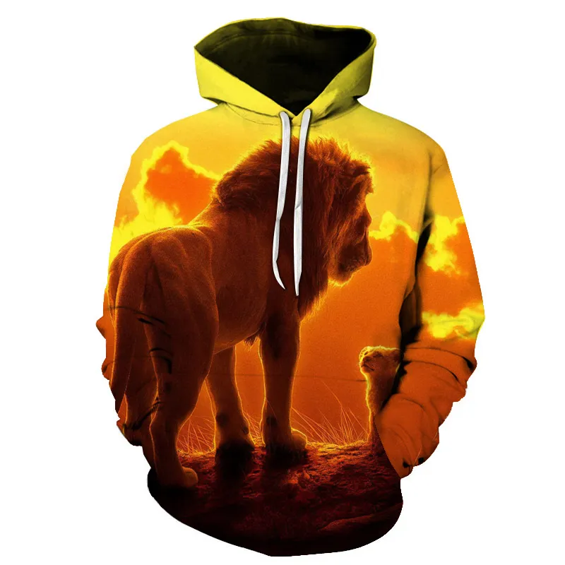 

BIAOLUN Men Women 3d Sweatshirt The Lion King anime Print lion Hoodie Unisex Pocket Coat Hooded Skateboard Coat Male Streetwear