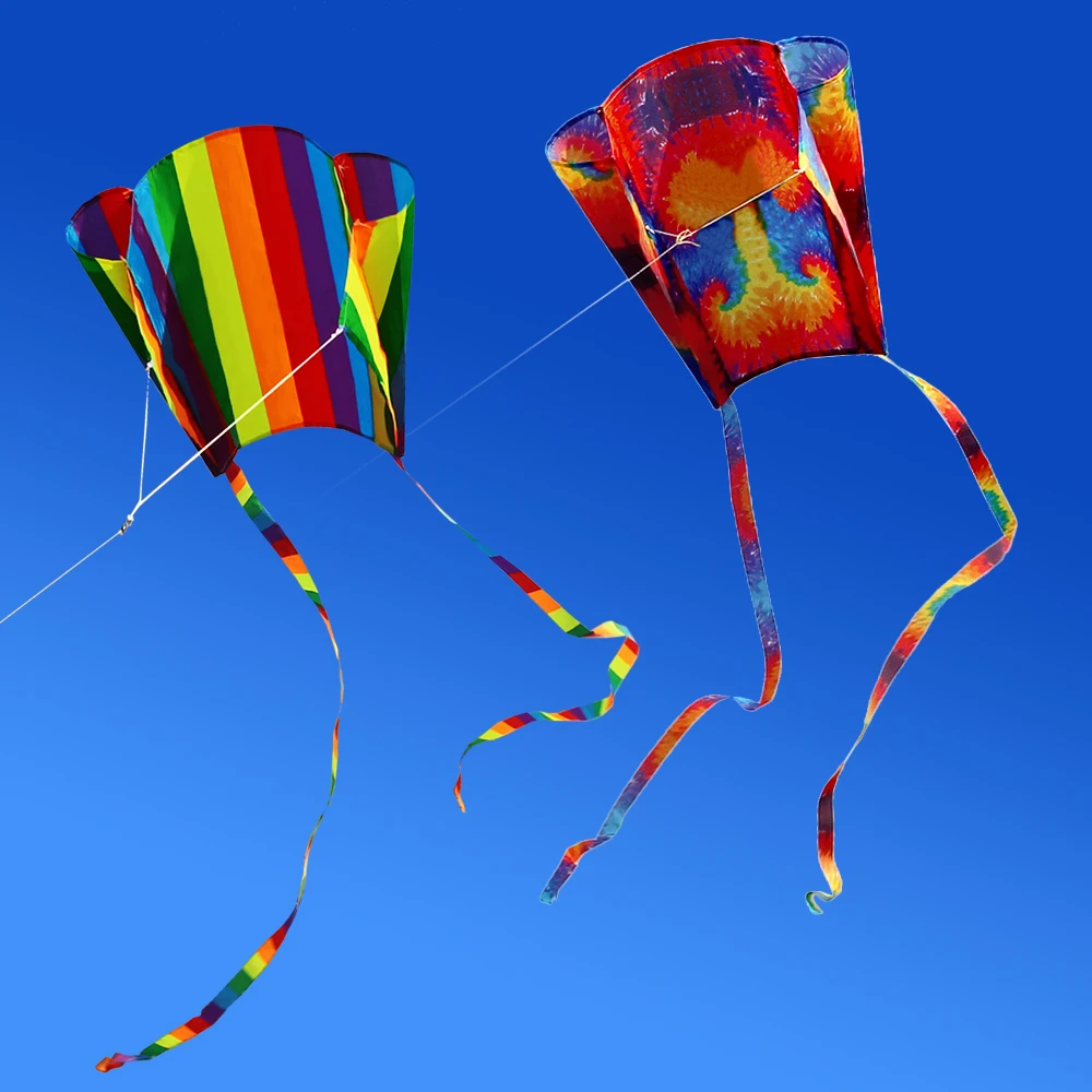 

New Colorful Parafoil Kite with 200cm Tails 30m Flying Line Outdoor Soft Fly Kite Toys for Children girls boys gift outdoor tool