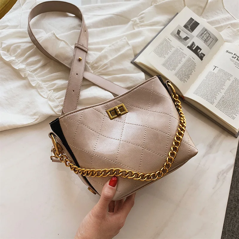 

JIHAO Brand Design Female Shoulder Bags PU Leather Crossbody Bag For Women Large Capacity Ladies Handbag Solid Chain Bucket Bags