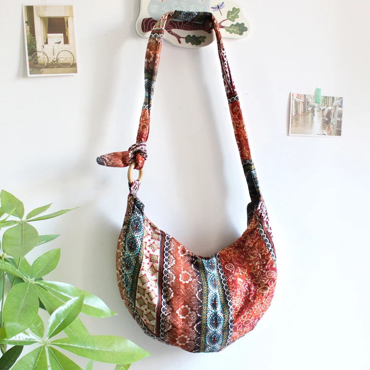 Hippie Crossbody Bag Thai Top Zip Hobo Sling Bag Handmade Hipster Messenger Bag (17)