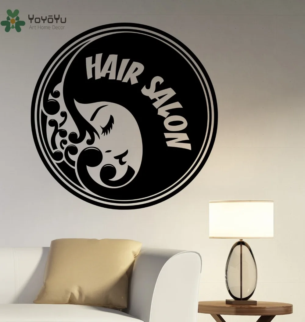 YOYOYU Wall Decal Hair Salon Logo Removable Wall Stickers Vinyl