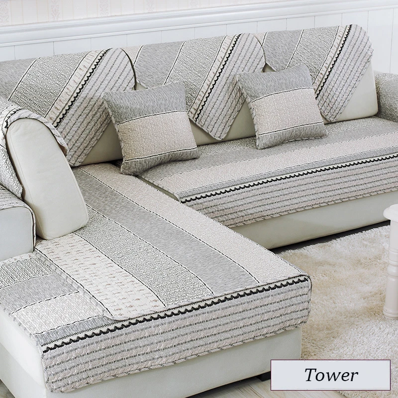 Us 9 47 21 Off 1pcs Sofa Cover Tower Stripe Pattern Towel Soft Slip Resistant Slipcover Armrest Covers For Living Room Home Decor In