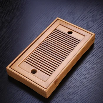 

Eco-Friendly Teaware Bamboo Tea Trays Rectangle Shape Teapot Kung Fu Green Tea Holder Hotel Home Use 25*14*3.5cm 1PC
