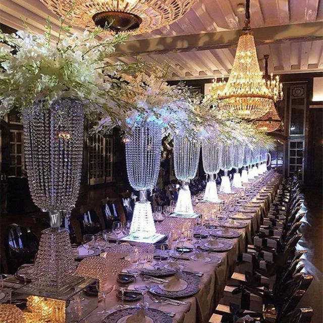 10 Sets Luxury Shiny Wedding Decor Centerpieces Crystal Beads String 10 Sets Luxury Shiny Wedding Decor Centerpieces Crystal Beads String Road Lead Party Table Decoration Candlestick