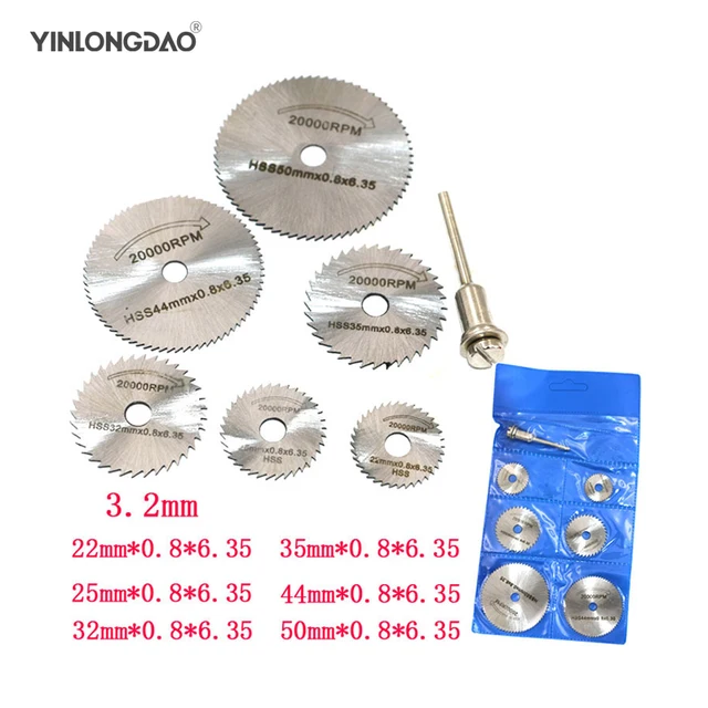7pcs A Set  Metal HSS Circular Saw Blade High Speed Steel Woodworking Cutting Discs For Dremel Rotary Tool Durable Quality
