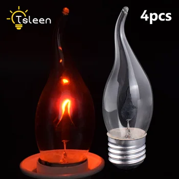 

4Pcs Retro E27 E14 3W LED Edison lamp Flame Effect Fire Light Bulbs Flickering Emulation Flame Decoration Tail Chandelier Light