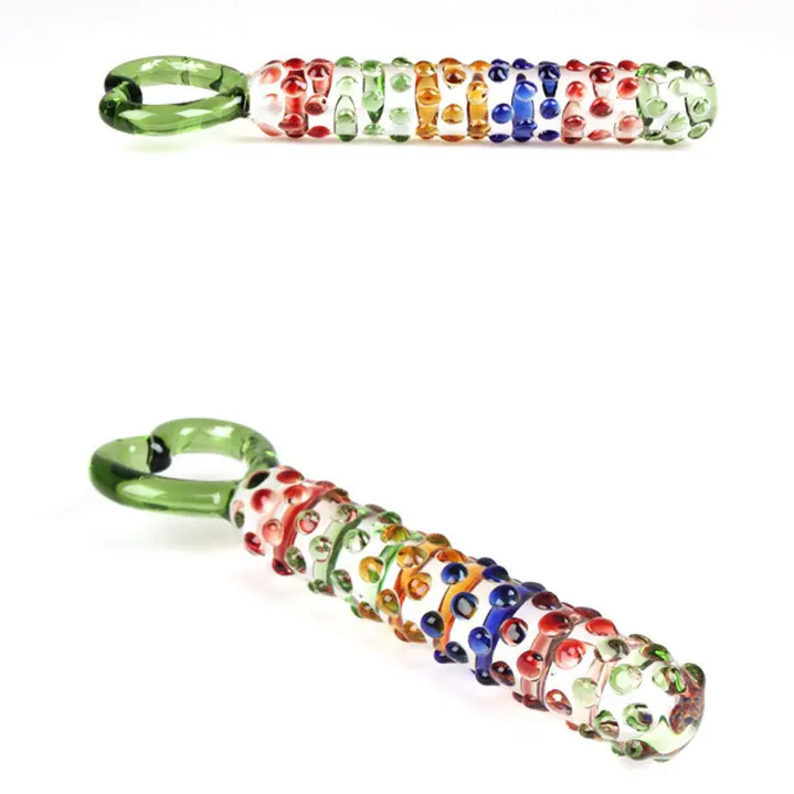 h01502 HeartNubby Textured Sensual Glass DildoAnal plug (18)