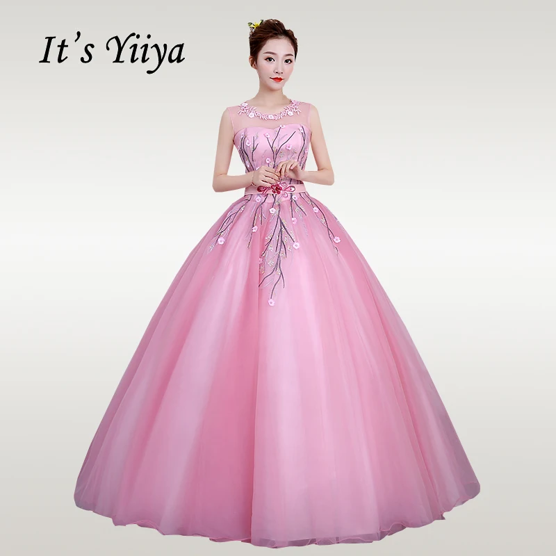 Это свадебное платье YiiYa, Элегантное свадебное платье без рукавов с цветами, элегантное платье в пол с круглым вырезом, Vestido de novia CH014